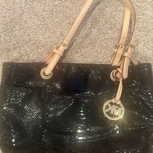 Michael Kors Black Shoulder Bag with Gold Hardware